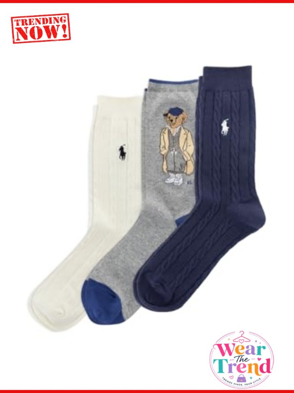 Women's Bear Calf Socks 3 Pack Cotton Nylon Blend Machine Wash